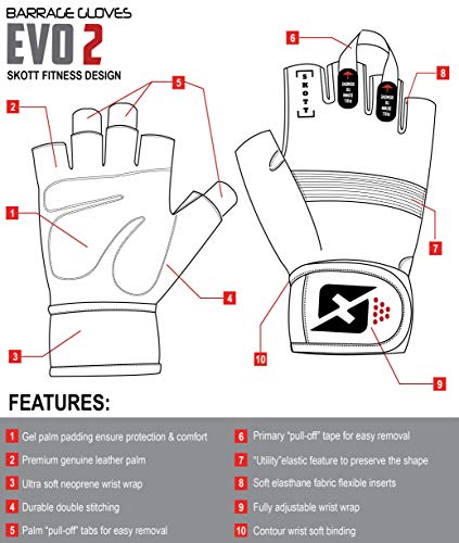 X-Large Black Weightlifting Gloves with Wrist Support - Durable Leather & Gel Padding