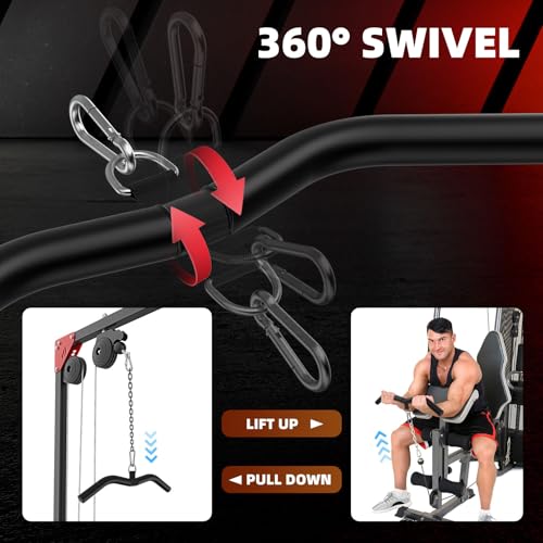 Anobeyi Black 19in Lat Pulldown Bar with Rubber Handles for Cable Machine - Single D-Handle