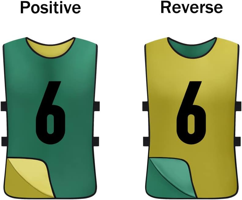 12 Pack Reversible Numbered Pinnies, Double Sided Scrimmage Vest,Team Practice Jerseys for Kids and Adult