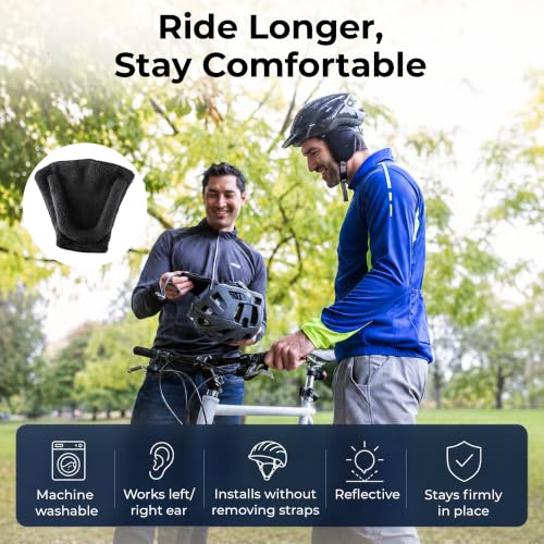 Bike Helmet Ear Warmer Pads - Wind-Blox Focus Helmet Wind Blocker for Cycling