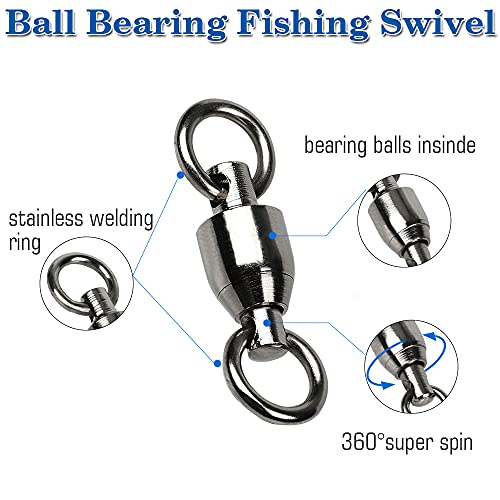 Fishing Swivels Saltwater Stainless Steel Ball Bearing Connector 25 pcs Size 2+2