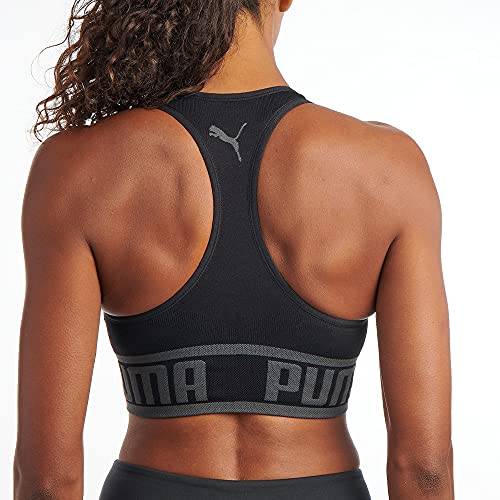 Women's Seamless Padded Sports Bra - Black, Medium Support