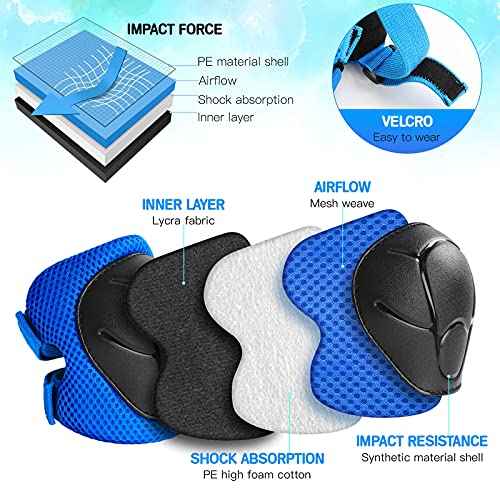 Kids Protective Gear Set Knee Pads for Kids 3-14 Years Toddler Knee and Elbow Pads with Wrist Guards 3 in 1 for Skating Cycling Bike Rollerblading Scooter