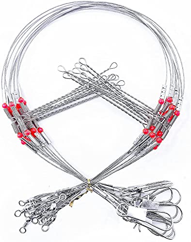 12PCS Stainless Steel Fluorocarbon Fishing Leaders 70lb, 17.7 Inch, Saltwater & Freshwater