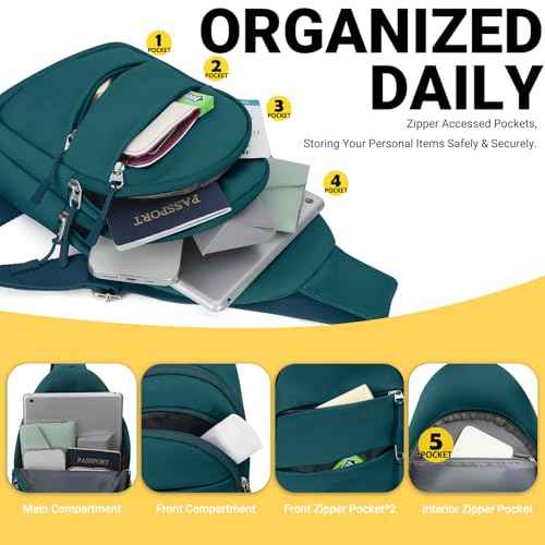 Crossbody Bags for Women, Sling Bag for Men, Small Hiking Backpack Anti Theft Lightweight for Outdoors Travel £¨M, Teal Blue£©