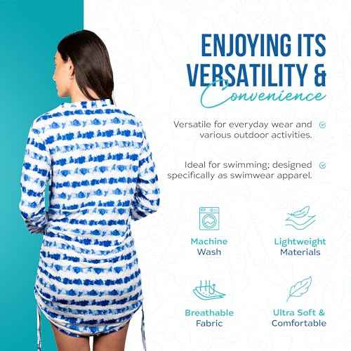 Banana Boat UPF 50+ Women's Adjustable Long Sleeve Swim Dress with UV Sun Protection Floral Design | Breathable Sun Dress