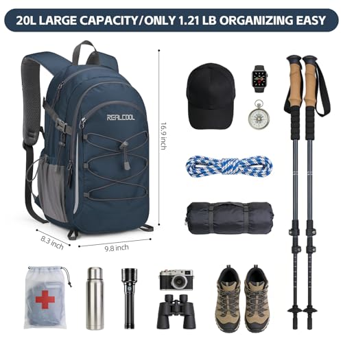 RealCool 20L Lightweight Hiking Backpack Small Travel Daypack - Blue