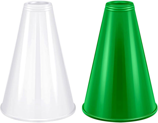 2 Pcs White Plastic Cheer Megaphone for DIY Party Accessory for School Outdoor Activities Party Favors Sports Match Game (White)
