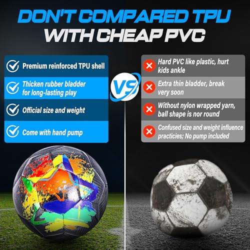 Size 4 Soccer Ball Black Splash-Ink Durable Youth Soccer Ball