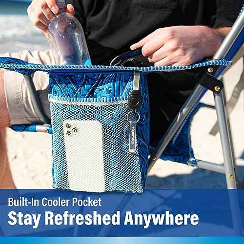 Portable Beach Chair for Adults - Kijaro Journey Print Beach Folding Chair, Steel Frame Foldable Beach Chair, High Beach Chair with Cooler Pocket, Outdoor Folding Chair