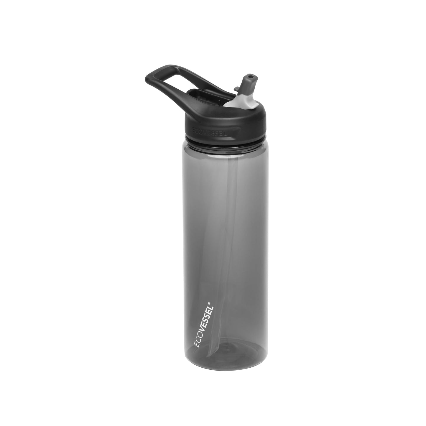 EcoVessel WAVE Tritan Plastic Sports Water Bottle with Flip Top Straw, Leak Proof Lid, and Carry Handle Reusable Water Bottle for Gym 24 oz (Forest Horizon)