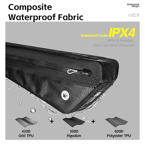 Rhinowalk Waterproof Bike Triangle Frame Bag 1.7L - Black Cycling Storage Pouch