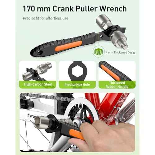 Pawfly Upgraded Bicycle Crank Puller Set, Bike Repair Kit for Square Taper Shimano & ISIS Splined Crank Arm