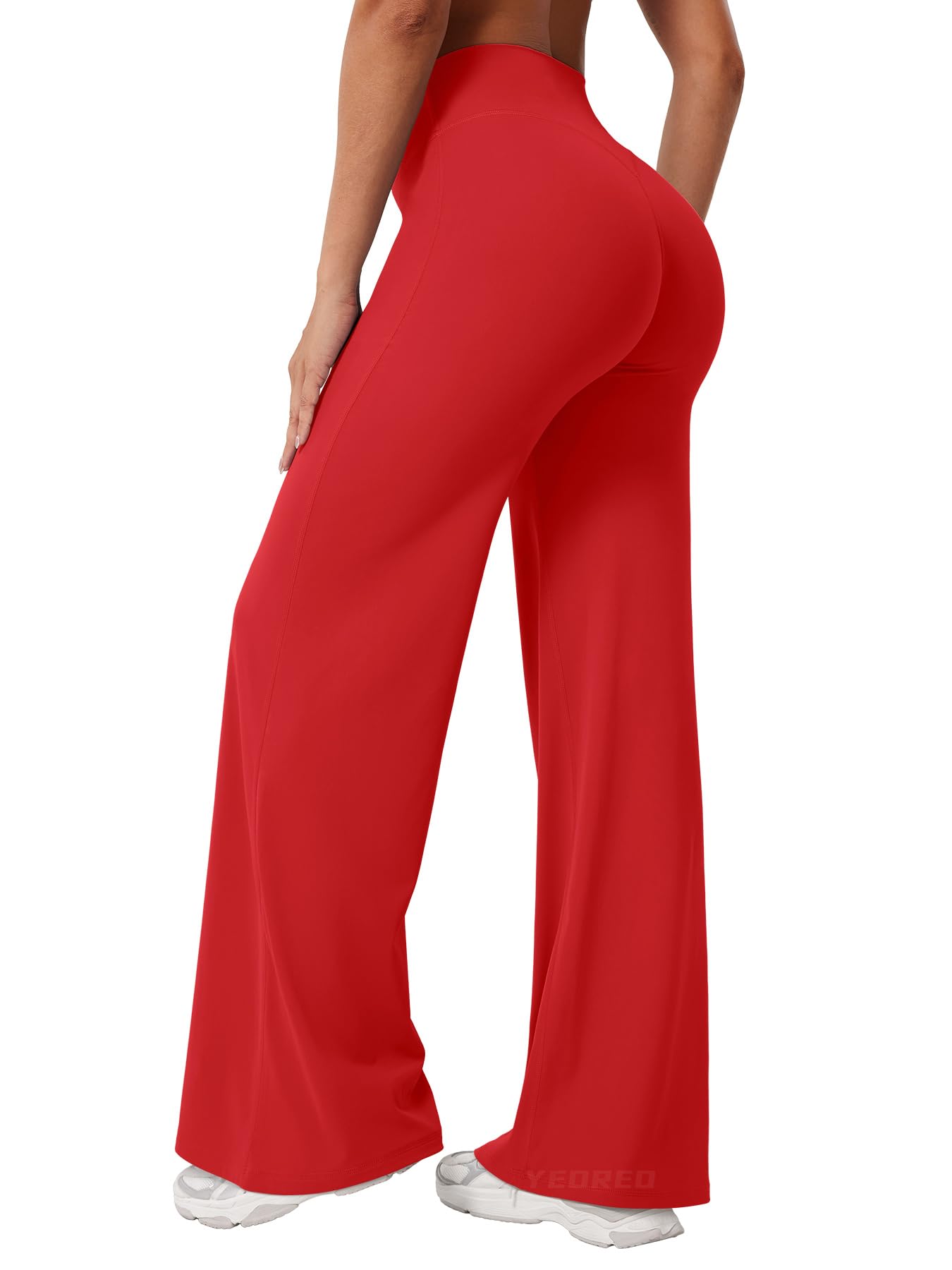 YEOREO Workout Leggings Womens No Front Seam Straight Leggings 31.5" High Waist Buttery Eddiy Gym Yoga Pants Red XL