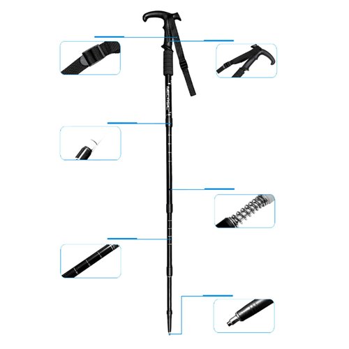 TOPFROP Regulable Aluminum Hiking Stick Portables Ergonomic Bents Handle Trekking Poles for Hiking and Outdoor