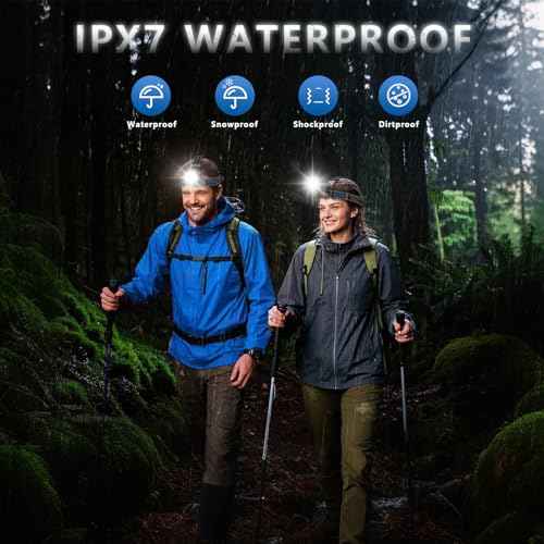 LED Headlamp Rechargeable, 2000 Lumens Super Bright Head Lamp with Motion Sensor, 5 Modes & 120¡ÆAdjustable & IPX7 Waterproof USB Rechargeable Headlight for Outdoor Camping, Running, Cycling, Climbing