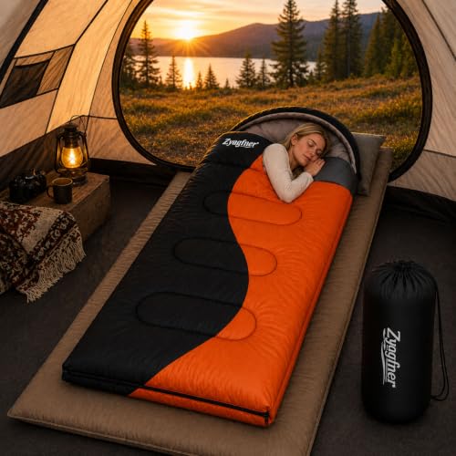 3-Season Lightweight Waterproof Sleeping Bag for Adults - Compact & Portable for Camping & Hiking