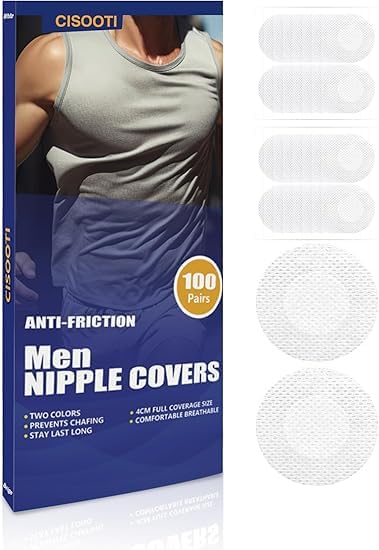 100 Pairs(200 Pieces) Men's Nipple Cover, Hide Nipple Tape, Anti-Chafing Nipple Covers for Sport and Daily Wear