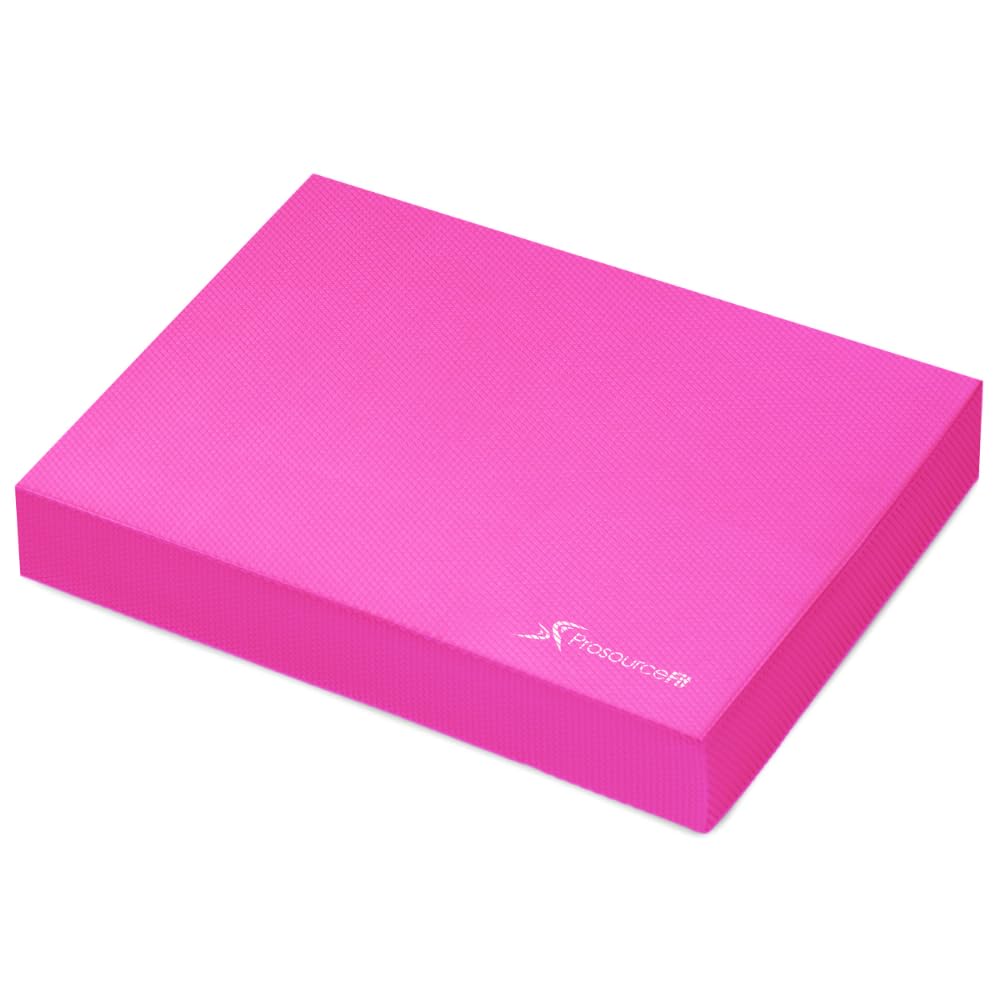 ProsourceFit Exercise Balance Pad – Non-Slip Cushioned Foam Mat & Knee Pad for Fitness and Stability Training, Yoga, Physical Therapy 15.5”x12.75”, Pink