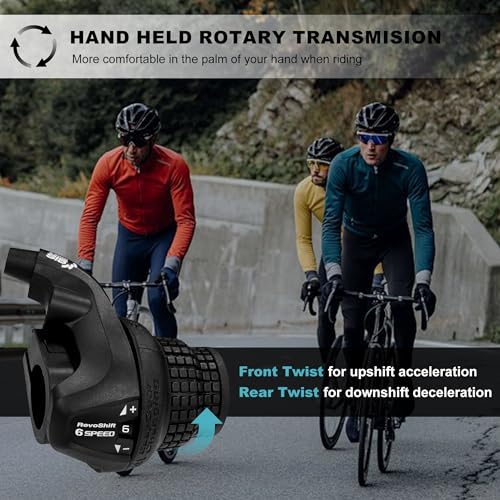 Aikolesa RS25-6R 6-Speed Bike Gear Shifter with Thumb Twist Grip - Universal Fit