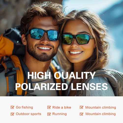 suoso Sports Polarized Sunglasses for Men: TR90 UV400 Protection Sun Glasses Womens Wrap Around Goggles for Drving Fishing