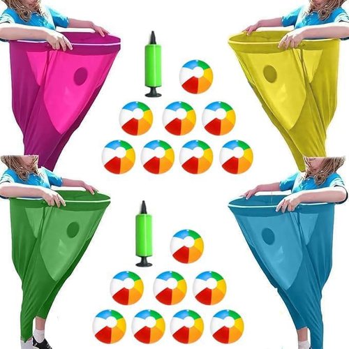 Arnbz 2025 New 4 PCS Granny Pants Outdoor Game, Oversized Giant Granny Pants Yard Game with 16 Bouncy Balls & 2 Pumps, Party Super Pant Challenge Games for Backyard Parties Family Reunion
