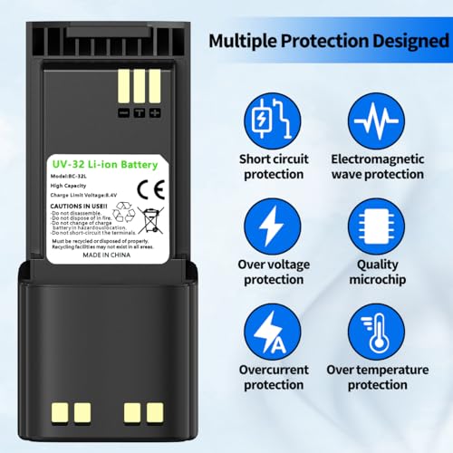 1PCS 3800mAh High-Capacity Rechargeable Battery for BAOFENG UV-32 DM-32 GM32 Walkie Talkies