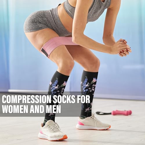 WITHYOU Compression Socks for Men & Women - 15-20 mmHg Support, Black Large-X-Large