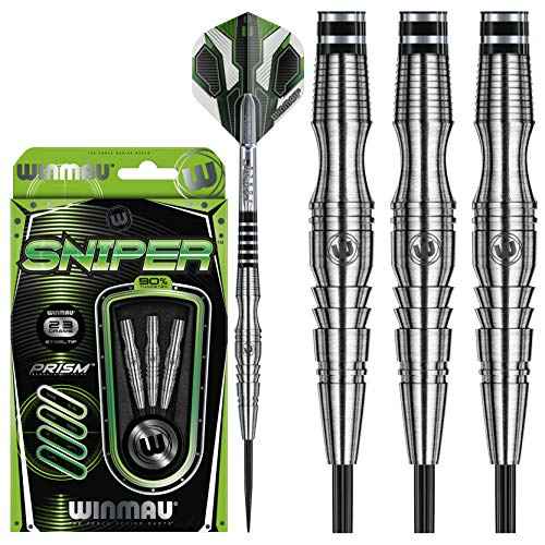 Winmau Sniper 90% Tungsten Darts with Prism Flights and Shafts (Stems) Steel and Soft Tips