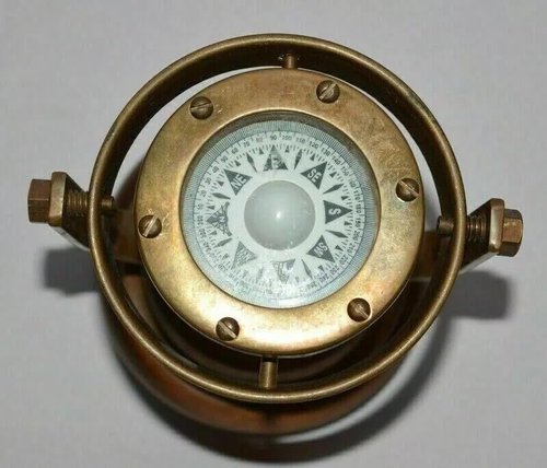Antique Nautical Brass Gimbal Compass Vintage Ship's Binnacle gimballed Compass