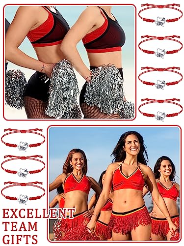 20 Pcs Cheerleader Charm Bracelets for Girls - Adjustable Cheer Team Jewelry - Red Variation