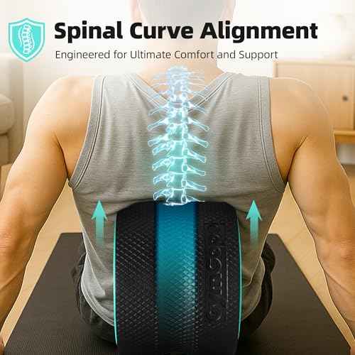 Back Roller Wheel Set of 4 with 2 Yoga Blocks ? Foam Back Stretcher for Pain Relief, Spine Cradle Deep Tissue Massage Roller for Stretching & Physical Therapy