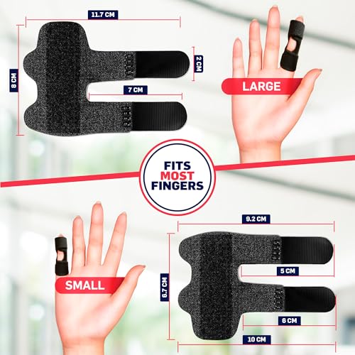Doctor Developed Trigger Finger Splint 2 Pack S/M Black Padded Brace for Arthritis Tendonitis