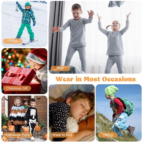 Zando Toddler Thermal Underwear Set for Kids - Winter Base Layer Long Johns for Boys Girls Long Underwear for Skiing 2-6T