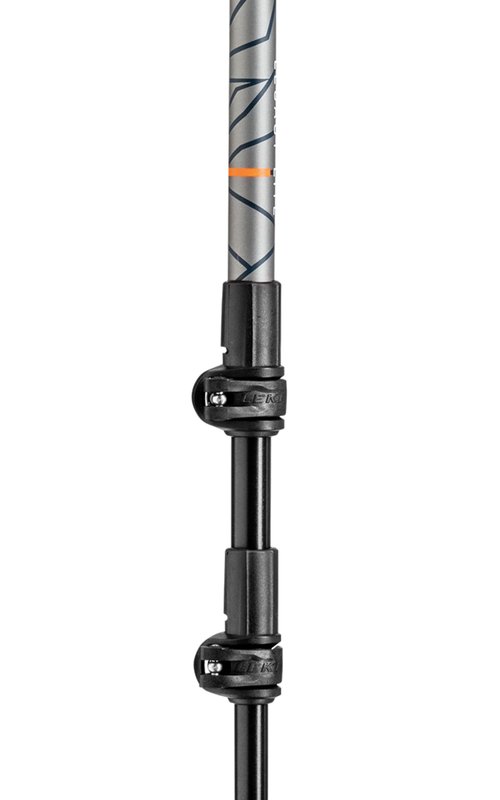LEKI Legacy Lite Aluminum Adjustable Lightweight Walking Poles for Trekking & Hiking - Orange-Blue-Anthracite - 100-135 cm