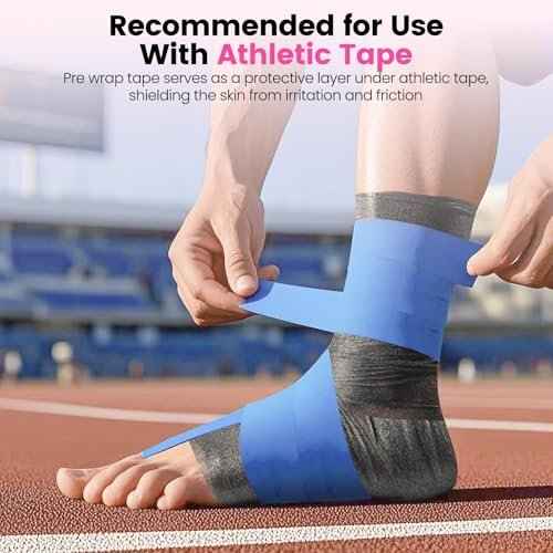 3rd Gen Hot Pink Pre Wrap Athletic, 4 Pack Prewrap Athletic Tape for Hair Soccer, Sports Pre-Wrap Headbands Foam Underwrap Bandage