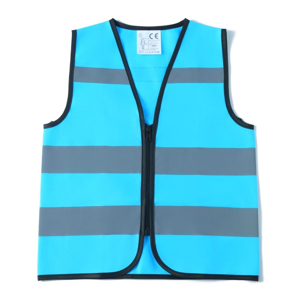 IDOU Blue High-Visibility Reflective Construction Safety Vest, XS Zipper