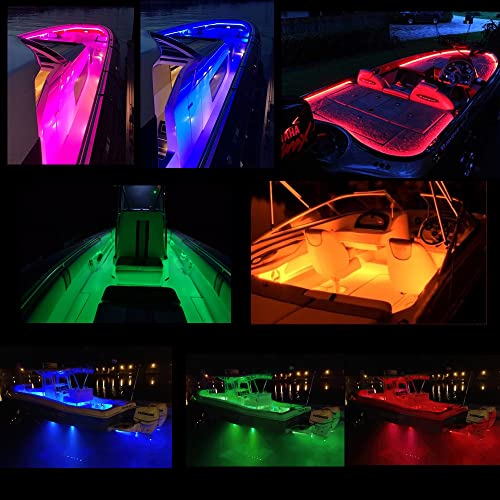 12V 40FT RGB Waterproof Boat LED Strip Lights - Marine Pontoon Lighting, DIY Color Modes