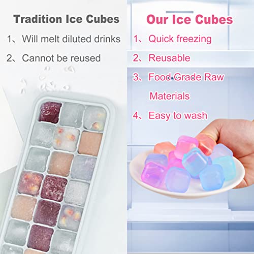 Color-Changing Reusable Ice Cubes for Drinks, 80 Pack - Variation: Color-changing / 80Pack