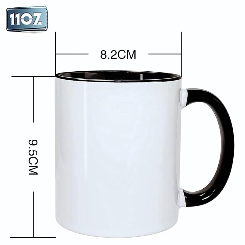 11oz Sublimation Mugs Set of 12 with Black Handle & Inner - Ceramic Coffee Cups for Cricut Mug Press