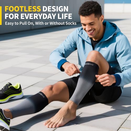 Calf Compression Sleeves 20-30mmHg Gray X-Large Leg Support for Runners & Travelers