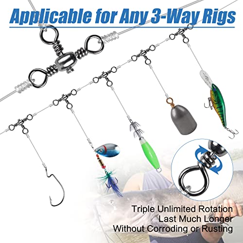 3 Way Fishing Swivels Set 50/100pcs Crossline Barrel Swivels for Catfish & Surf Rig