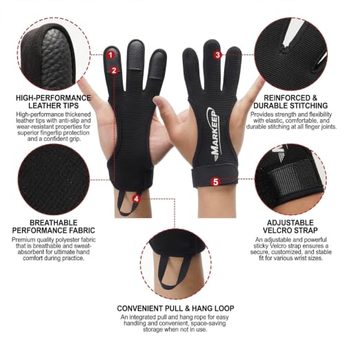 Archery Gloves 2 Pack Medium Black - Shooting Hunting Leather Guard