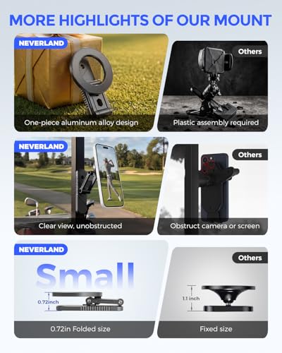 Magnetic Golf Cart Phone Holder Tri-Fold Mount Grey - Durable Alloy Design