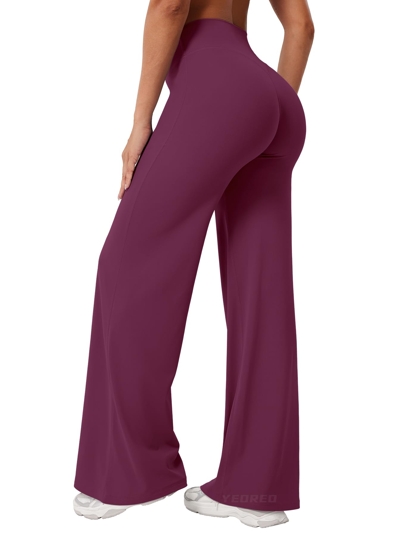 YEOREO Workout Leggings Womens No Front Seam Straight Leggings 31.5" High Waist Buttery Eddiy Gym Yoga Pants Black Cherry XXL