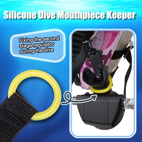 Scuba Octopus Mouthpiece Holder - Silicone Regulator Keeper for 2nd Stage, Green/Yellow