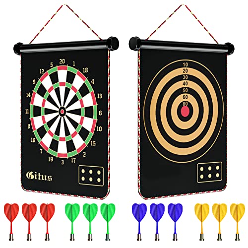 Magnetic Dart Board Indoor Outdoor Kids Game with 12 Safety Darts - Gift for Boys 8-16
