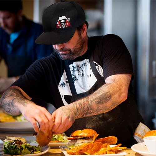 Men's Flat Bill Snapback Hat - Black Baseball Cap with Adjustable Strap - Chef Themed 2