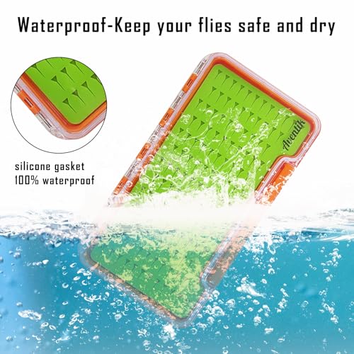 Aventik Waterproof Fly Box with Silicone Fly Hook Storage Case - 3xOrange