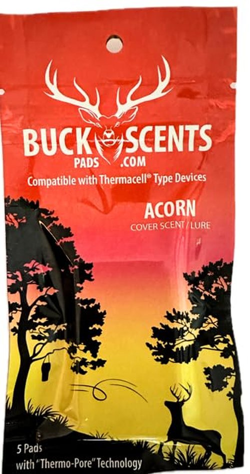 Buck Scent pads.com ~ Scent Cover and Lure Pads ~ 5 Pad Package ~ Estrus ~ Peanut Butter Power ~ Corn Crunch ~ Persimmon ~ Acorn (Estrus ~ Scent Cover and Lure Pads)